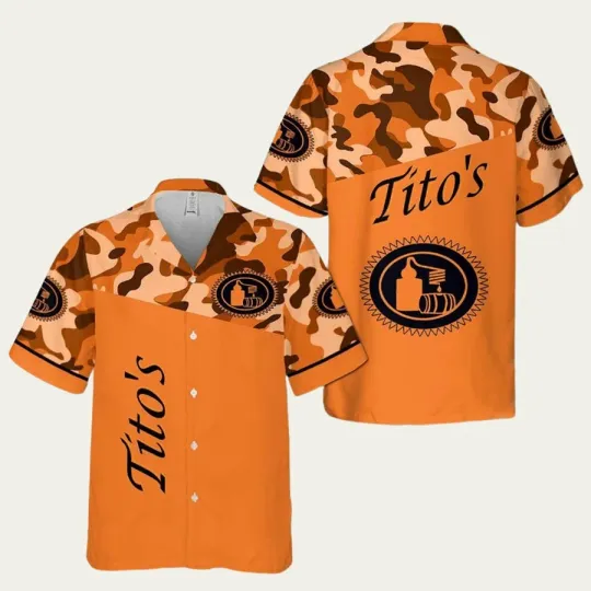 Discover Tito8217s Vodka Camo And Orange Pattern Hawaiian Shir