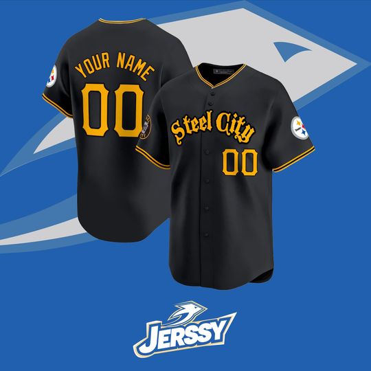 Discover Custom Steel City Black Baseball Jersey Personalized Name Number Shirt Pittsburgh Style Vintage Sports Uniform Gift for Men Women Fans