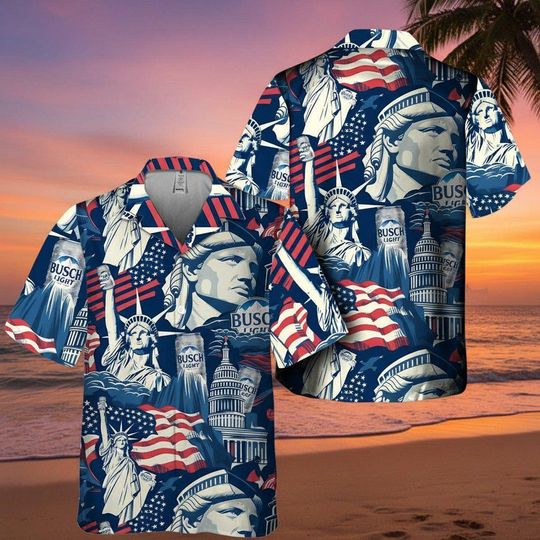 Discover American Liberties Holding Light Beer Hawaiian Shirt, Mens Beach Party Outfit, Funny Drinking Shirt