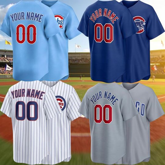 Discover Personalized Chicago Cubs Baseball Jersey, Custom Name Number Polyester Sportswear