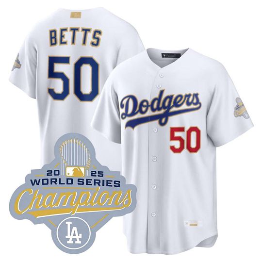 Discover Personalized Mookie Betts 50 Dodgers 2025 World Series Champions Jersey