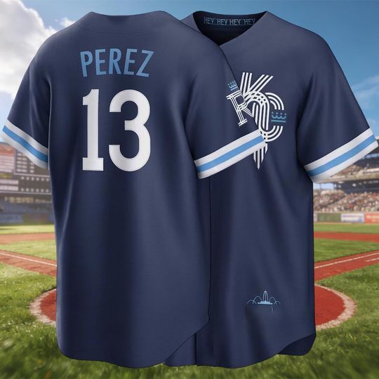 Personalized Kansas City Royals Salvador Perez #13 Navy City Connect Jersey