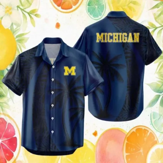 Discover Michigan Wolverines NCAA Hawaiian Shirt Tropical Palm Tree Summer Beach Wear
