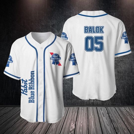 Custom Pabst Blue Ribbon Beer Baseball Jersey, Drinking Lovers Jersey, Pabst Blue Ribbon Fan Shirt, Beer Lover Jersey
