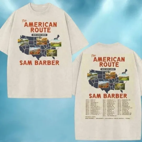 Discover Sam Barber American Route 2026 Tour Dates Washed Vintage T-Shirt