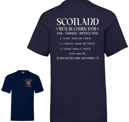 Scotland on Tour, World Cup 2026 short sleeve navy color 2 side T-Shirt VK11610