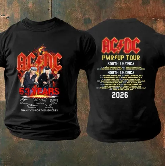 Discover AC DC POWER UP Tour America 2026 Tshirt, AC DC 53 Years Anniversary T-Shirt Gift