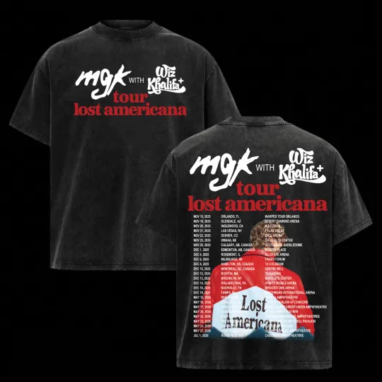 MGK Lost Americana Shirt Tour 2026 Merch Concert Heavy Cotton Wash Oversized Tee