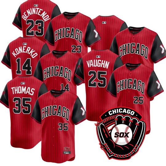 Personalized Chicago White Sox Red/Black Jersey,Customized Stitched Name & Number Shirt Gift for Men Kids and Baseball Fans