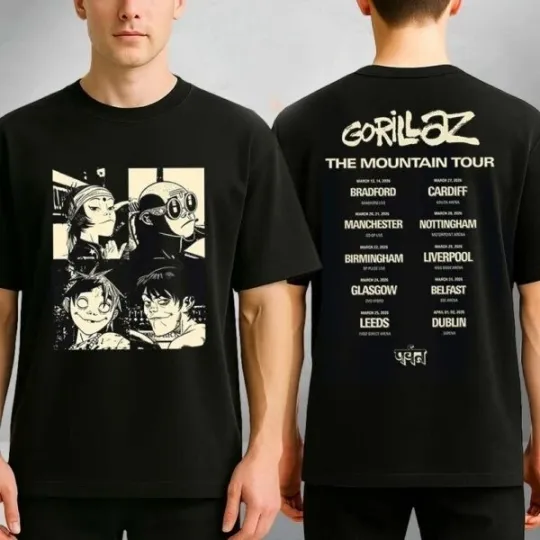 Discover Gorillaz The Mountain Tour 2026 Graphic T-Shirt Hoodie Band Fan Gift