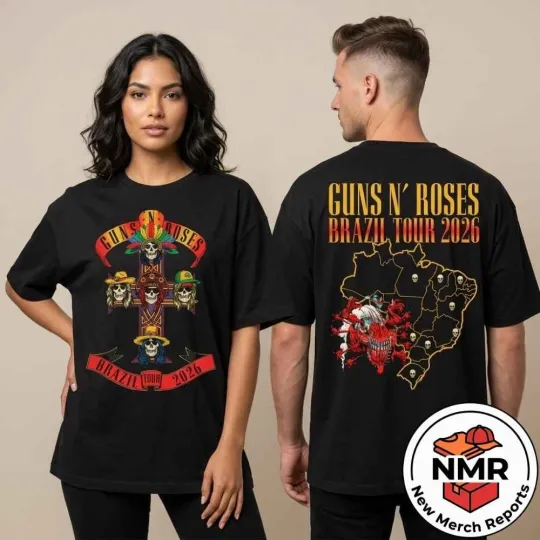Guns And Roses X Bonde Culture 2026 World Tour Brazil Tour Map T-Shirt