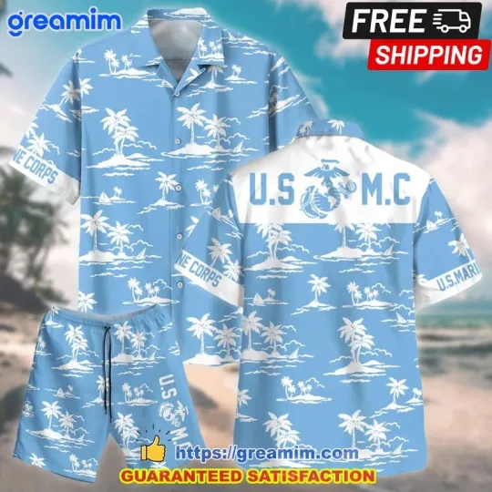 US Marine Corps All Over Prints Hawaiian Shirt