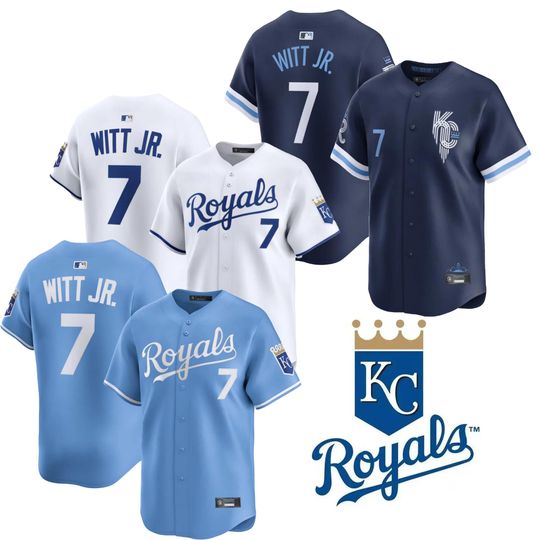 Personalized Kansas City Royals Baseball Team Jersey,Customized Name & Number Shirt Gift for Men Kids and #7 Witt Jr. Fans