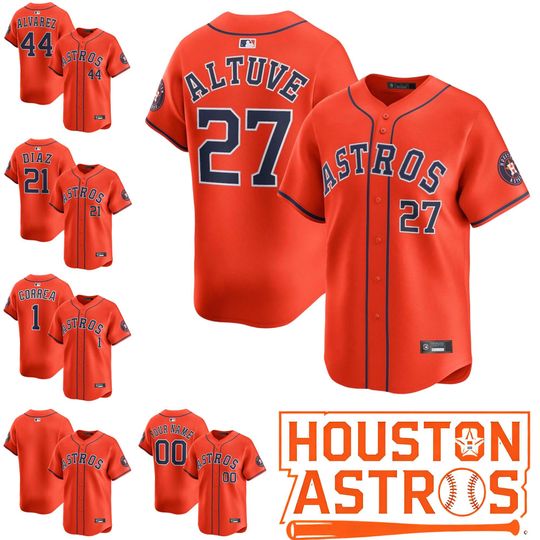 Personalized Houston Astros Orange Baseball Team Jersey,Customized Name & Number Shirt Gift for Men Kids and Baseball Fans