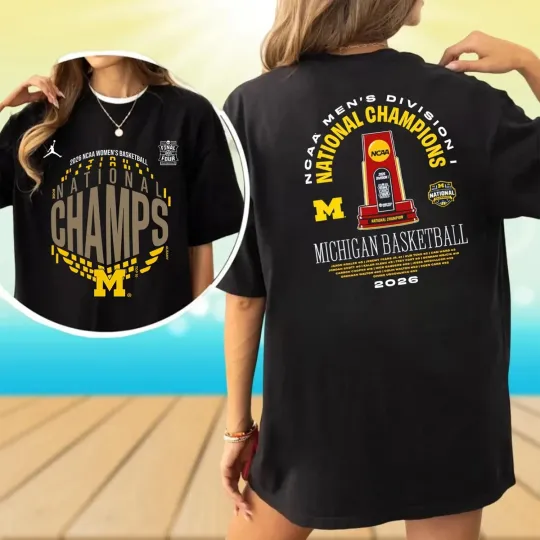 Michigan Wolverines NCAA 2026 Champs Shirt Basketball Tee Full Size