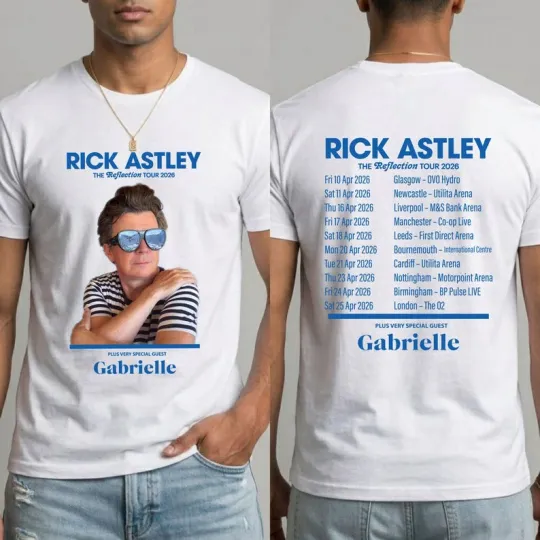 Discover Rick Astley Reflection Tour 2026 T-Shirt  Front & Back Concert Jumper  UK Tour