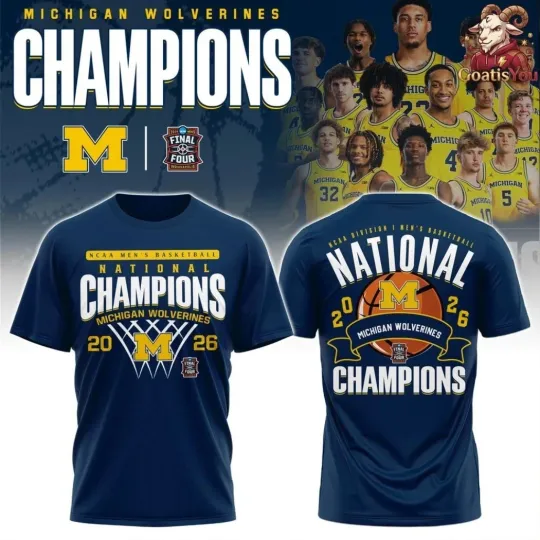 Discover Michigan Wolverines 2026 NCAA Basketball Champions Logo Double Sided Shirt