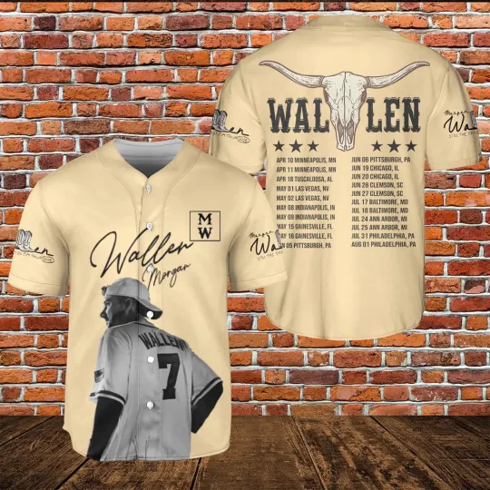 Wallen Western Baseball Jersey, 2026 Tour Concert Shirt, Music Fan Apparel