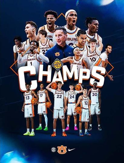 Auburn Tigers 2026 NIT Champions Basketball Poster NCAA Print