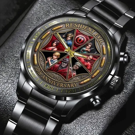 Discover Resident Evil 30th Anniversary Black Stainless Steel Watch