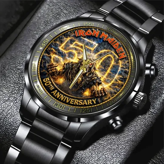 Discover 1Iron 1Maiden 50th Anniversary Black Stainless Steel Watch