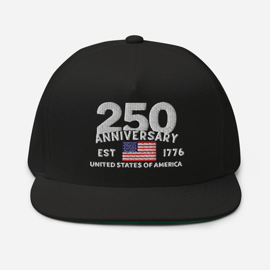 250th USA Anniversary Embroidered Flat Bill Cap