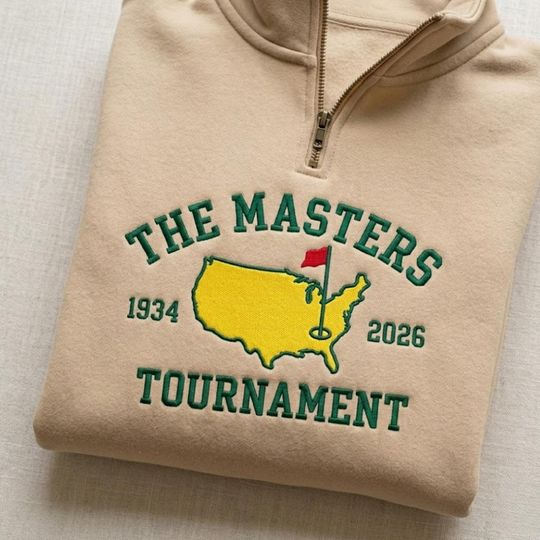 Embroidered Masters Golf Quarter Zip, Augusta National Tournament Sweatshirt, Champion Golfer Shirt, Golf Fan Apparel, Spring Golf Gifts