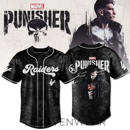 Las Vegas Raiders x Marvel x The Punisher Jersey – Dark, Bold & Unstoppable Style