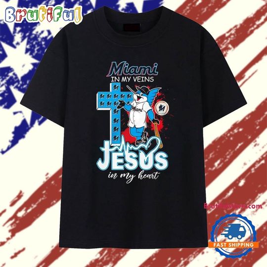 Marlins In My Veins Jesus In My Heart mascot T Shirt