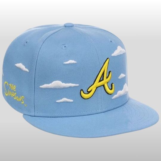 Atlanta Braves The Simpsons Clouds Embroidered Flat Bill Cap, 2026 Gameday Merch, Baseball Hat