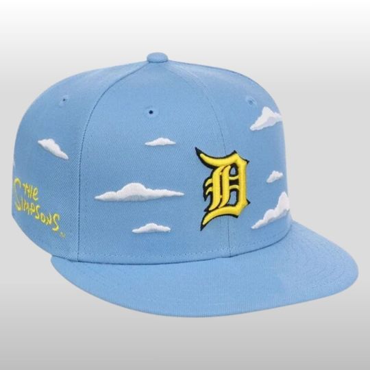 Detroit Tigers The Simpsons Clouds Embroidered Flat Bill Cap, 2026 Gameday Merch, Baseball Hat