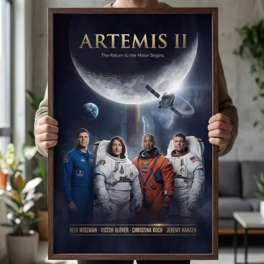 Discover Artemis II Crew Portrait Poster – NASA Moon Mission Wall Art