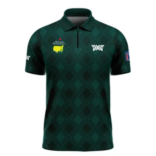 Dark Green Argyle Plaid Pattern Golf Masters Tournament Zip Polo Shirt, Masters Golf Tournament, Masters Golf, Augusta Golf Shirt
