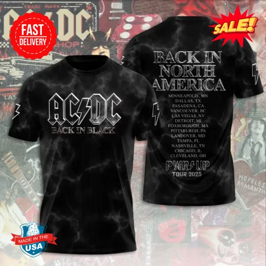 Discover Limited Edition AC-DC Back In Black 2025 3D T Shirt S-5XL