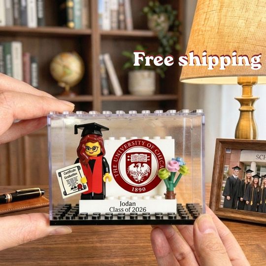 Custom Graduate Minifigure With Display Case ,Mini Pet Figure Set,Graduation Figures,Unique Graduation Student Grad Gifts,Class of 2026