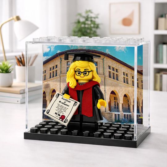Personalized Minifigure Set with Custom Display Case, Custom Graduation Mini Figure, 2026 Graduation Gift, Funny Grad Gift for Him/Her