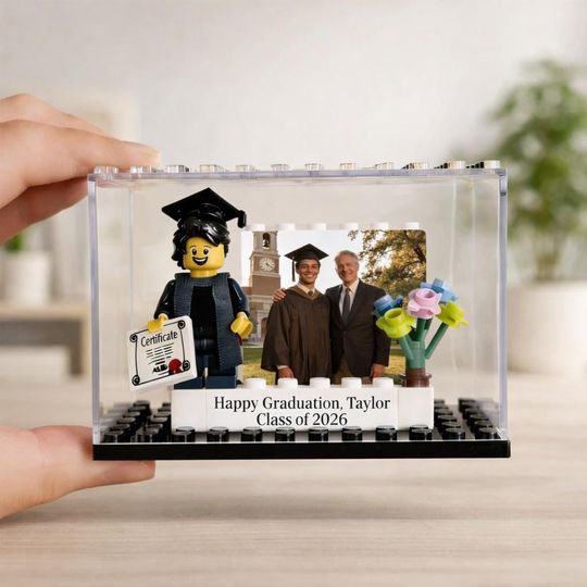 Custom Graduation Minifigure Set, Personalized Photo Brick Decor, 2026 Graduation Keepsake, Funny Grad Gift for Him/Her, Graduation Gifts