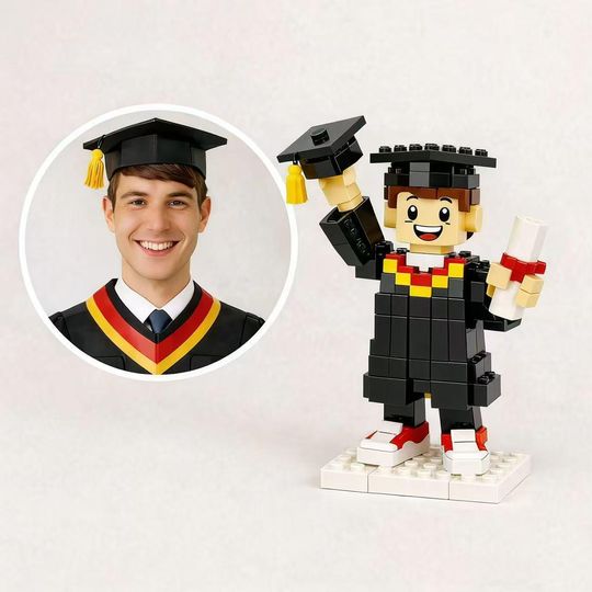 Custom Graduation Brick Figurine | Personalized Graduate Gift | Class of Grad Keepsake | Custom Student Mini Figure | Graduation Memory Gift