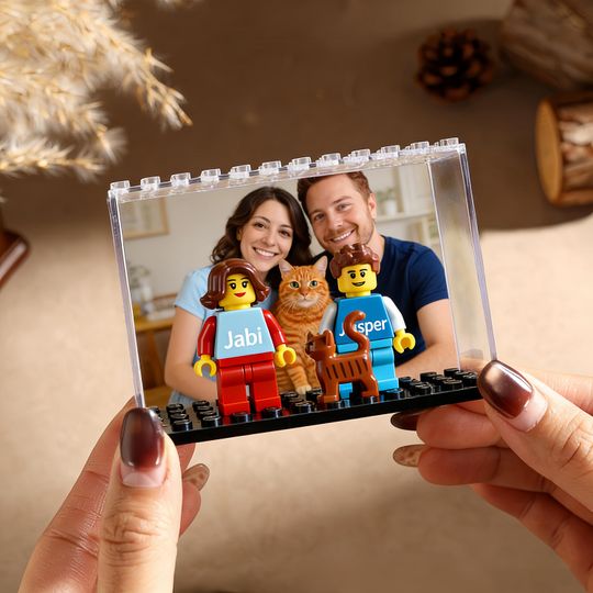 Personalized Couples and Pet Minifigures,Custom Building Block Set With Base,Class of 2026,Graduation Gift For Him/Her/Friend