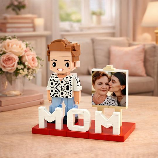 Custom Brick Mom Figurine from Photo, Personalized Mother Figure Gift for Her