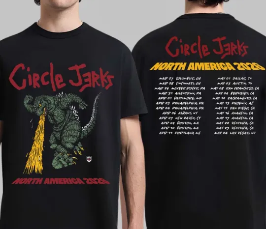 Circle Jerks North America Tour 2026 Merch Tee god zilla Art Two Sided T-Shirt