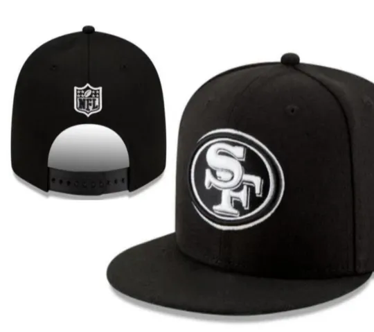 San Francisco 49ers Black White Snapback Hat Adjustable Flat Bill football Cap