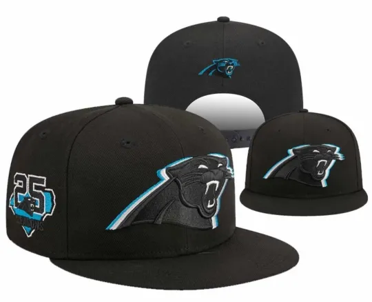 Discover Carolina Panthers Snapback Hat Black Flat Bill Adjustable football Football Cap