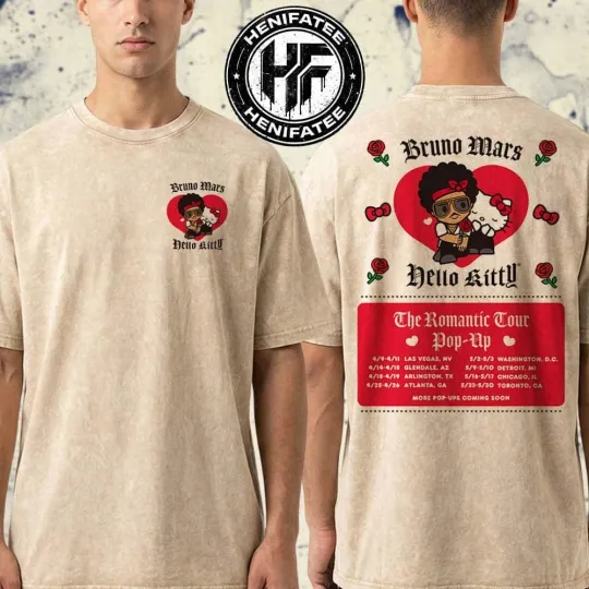 Bruno Mars x Hello Kitty The Romantic Tour 2026 Pop-Up In Las Vegas NV T-Shirt