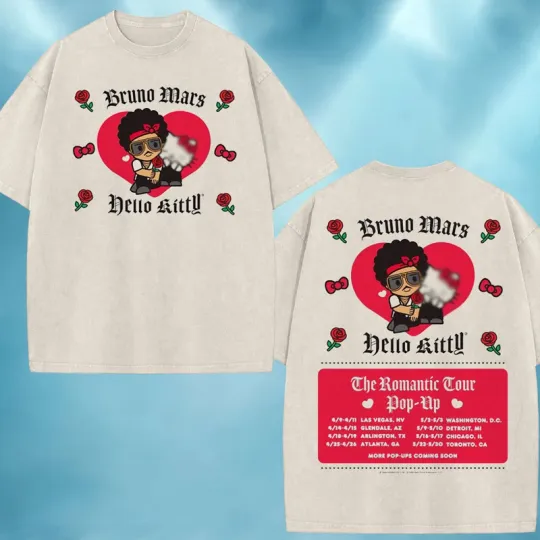Bruno Mars x Hello Kitty The Romantic Tour 2026 Unisex T-Shirt