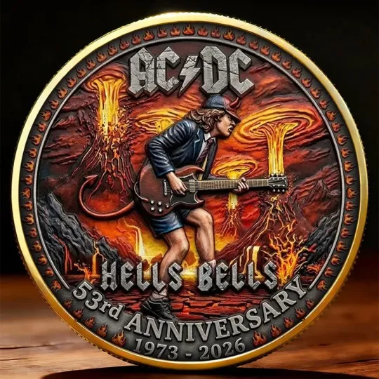 Discover AC dc 53Rd Anniversary Hells Bells Angus Young Collector Coin 2026