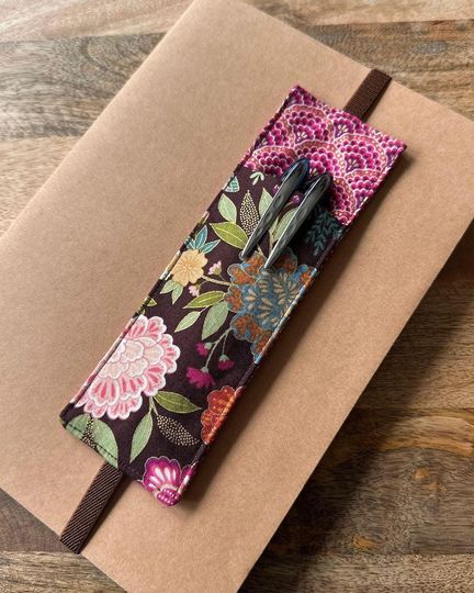 Fabric Pen Holder Bookmark, Japanese Floral Print