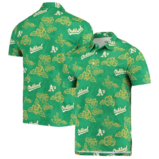 Discover Men's Reyn Spooner Green Oakland Athletics Performance Polo