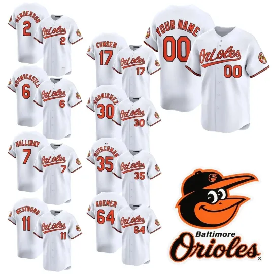Discover Custom Aldult/Youth Orioles White Home Retired Player Jersey