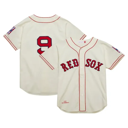 Discover Men's Red Sox #9 Williams Cream 1939 Jersey